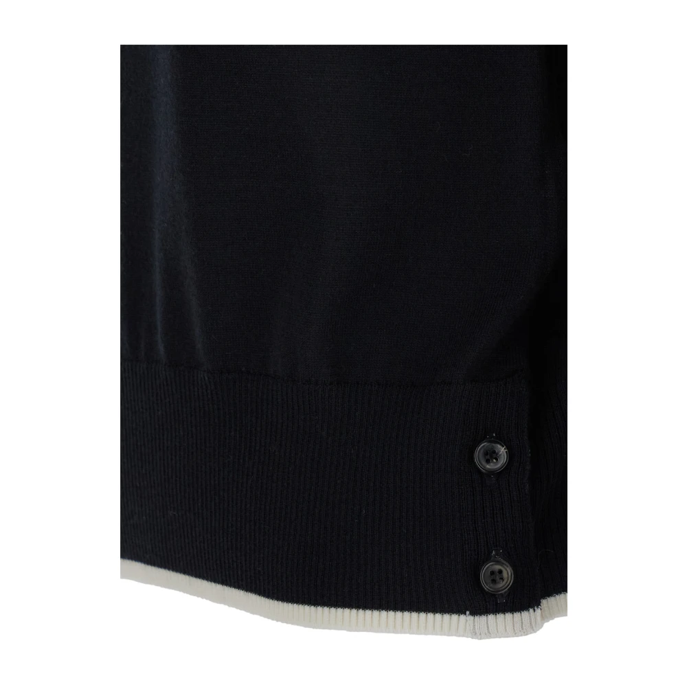 Thom Browne Zwarte Sweaters Hoge Hals 3Stripe Black Dames