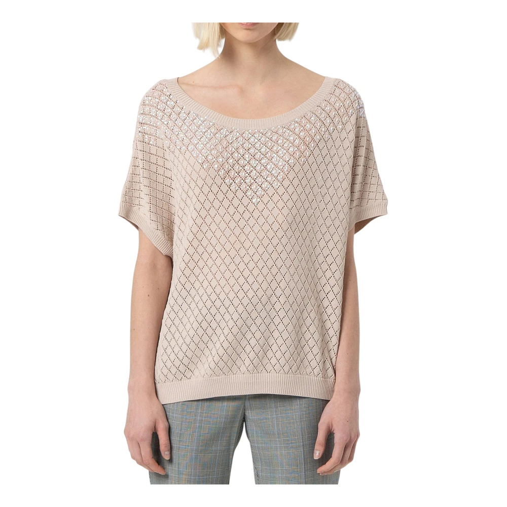 Fracomina Women's Beige Round-Neck Knitwear, L, Maglia Di Filo