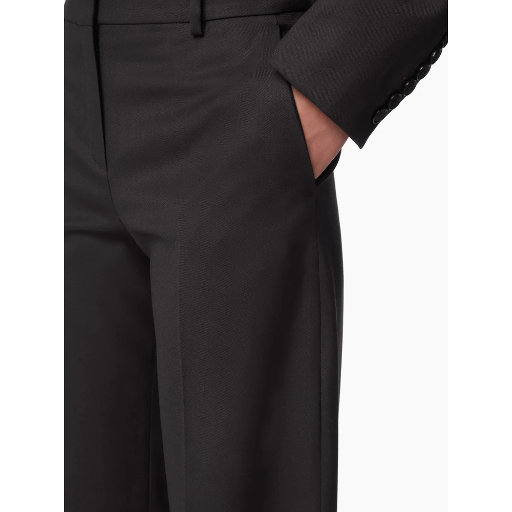 Nina Ricci Zwarte Wide Leg Wool Gabardine Broek Black Dames