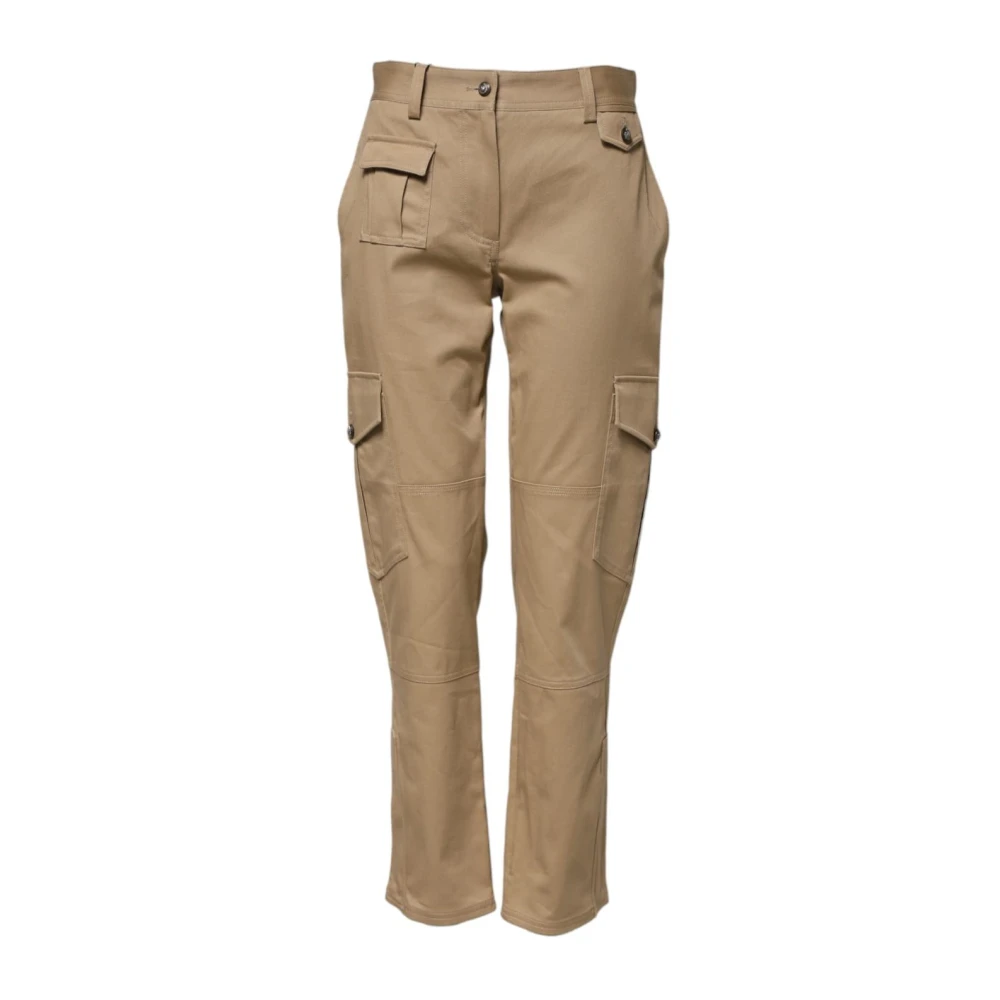 Dolce & Gabbana Women's Beige Tapered Cargo Pants With Zipper