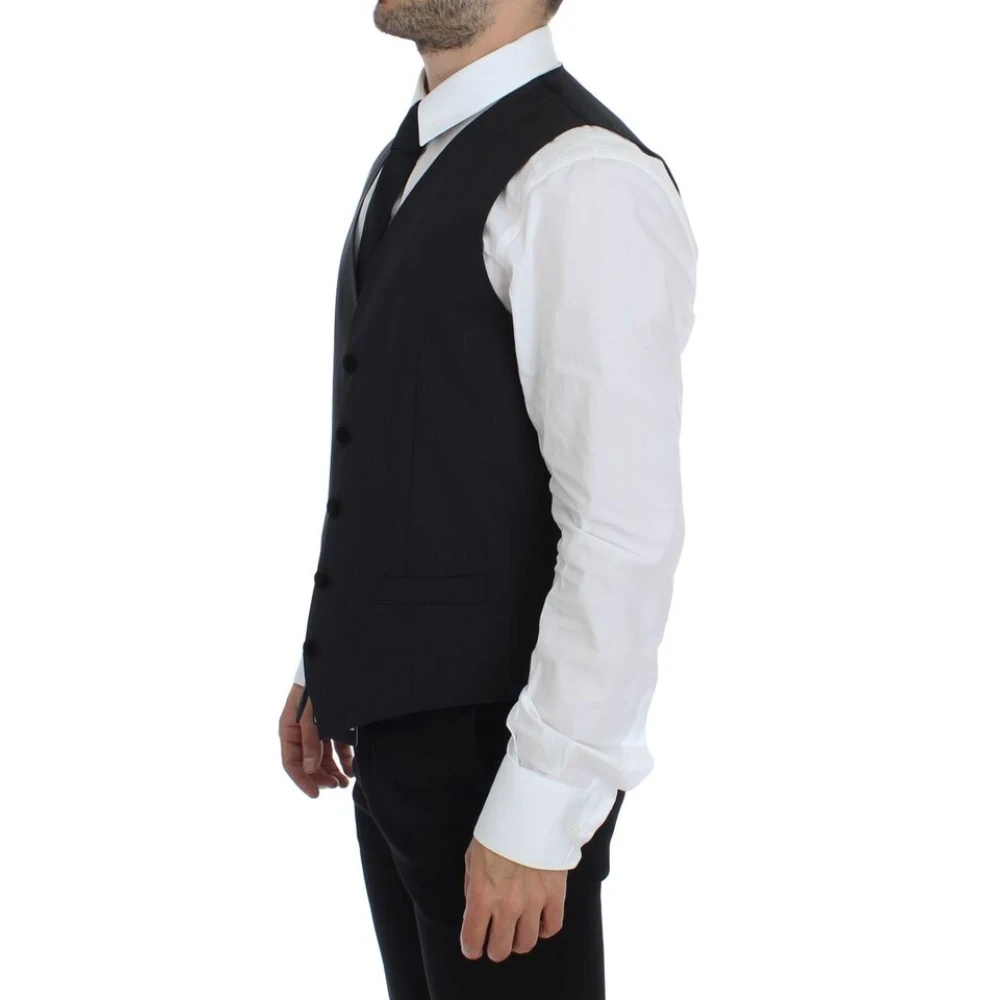 Dolce & Gabbana Grijze wollen vest elegante stijl Gray Heren