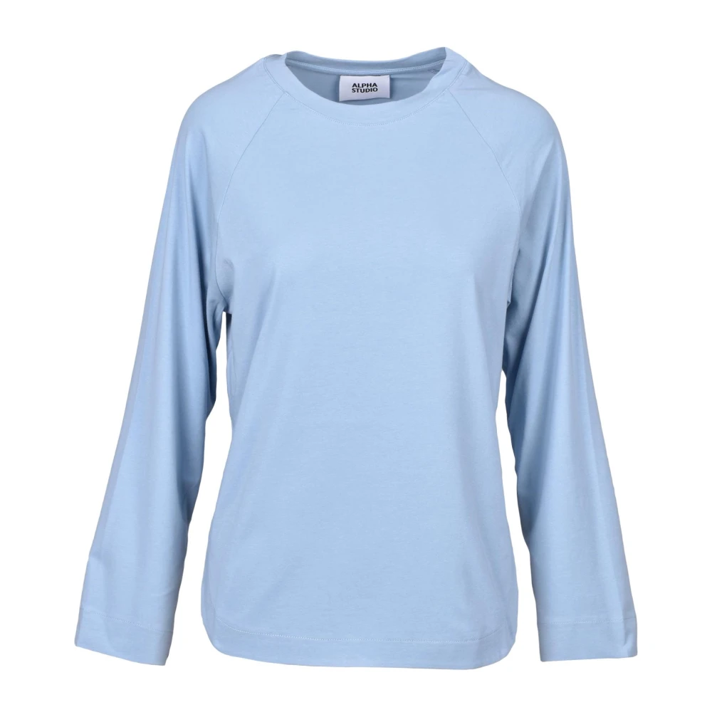 Alpha Studio Katoen Elastaan T-shirt Blue Dames