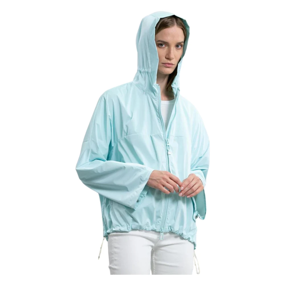 Duno Capuchon Kimono Mouw Jas Blue Dames