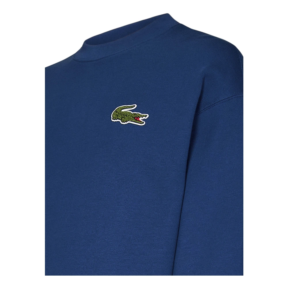 Lacoste Blauwe Geribbelde Trui met Krokodillenbadge Blue Heren