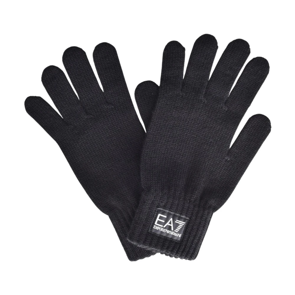 Emporio Armani EA7 Logo Geborduurde Wollen Handschoenen EA7 Black Unisex