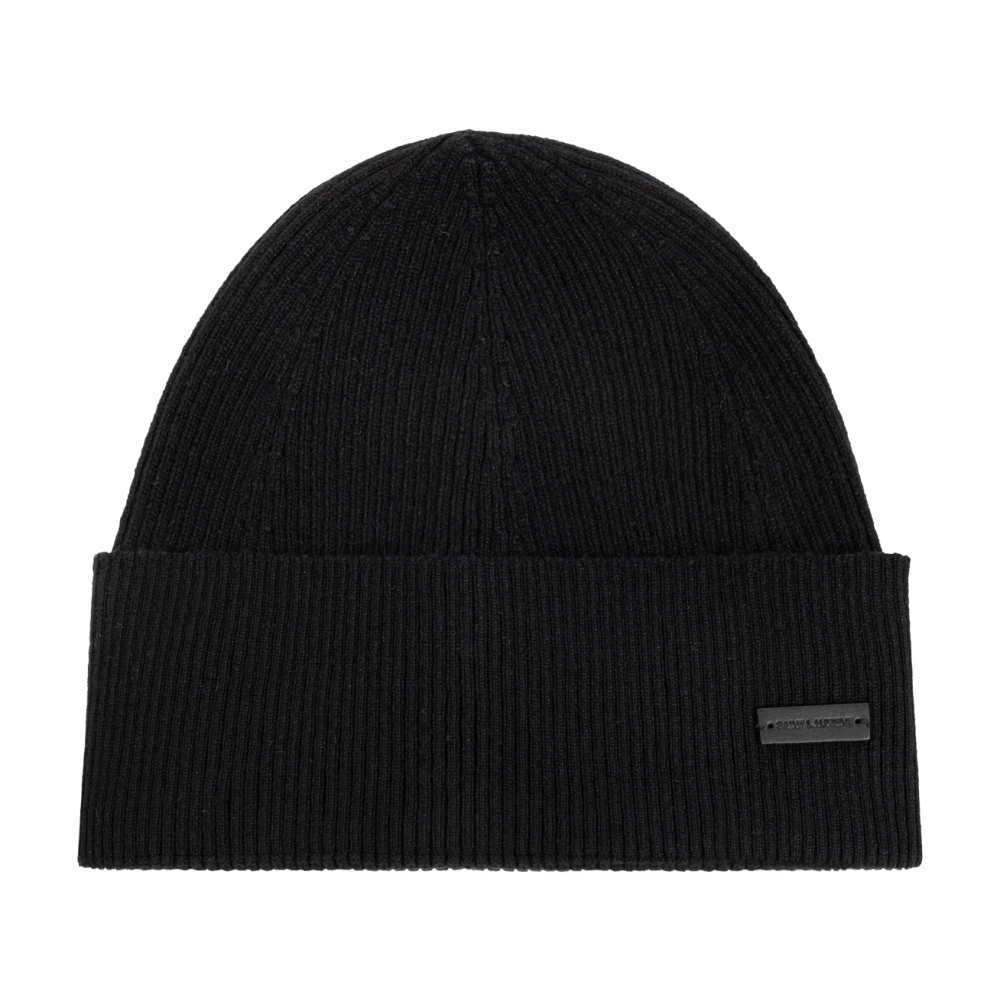 Saint Laurent Hoed met logopatch Black Heren