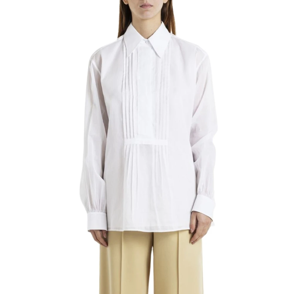 Jil Sander Witte Katoenen Overhemd met Slabbetje White Dames