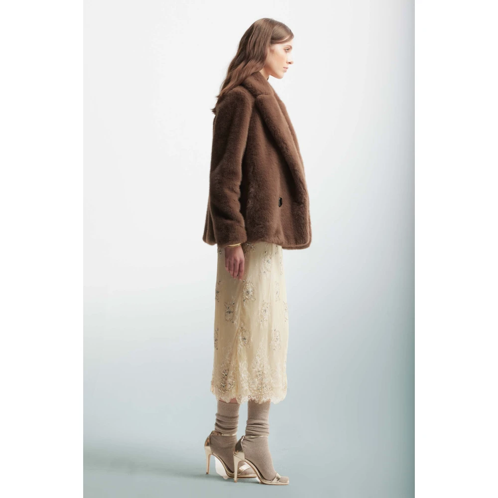 Kocca Dubbelrijig Kunstbontjas Brown Dames