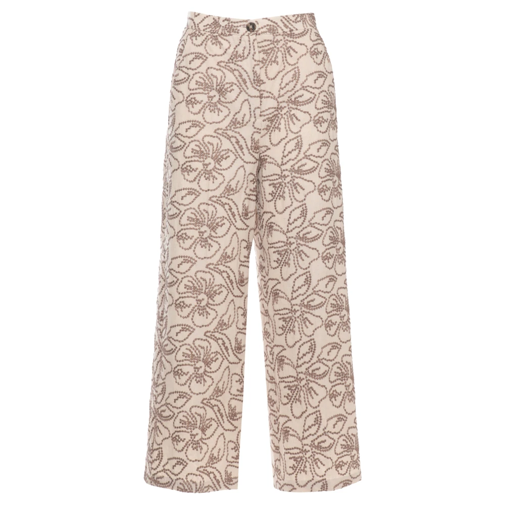 Marella Kvinno Beige Byxor Dam, M, Emme Byxor