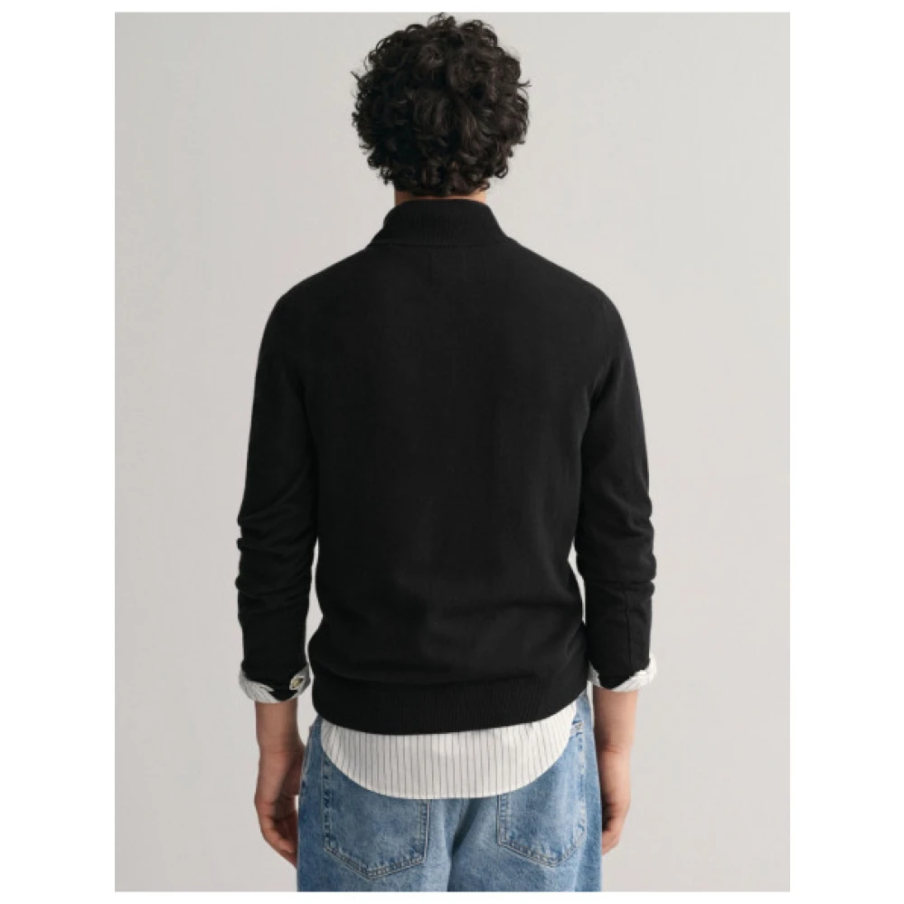 Gant Ultra Fijne Wol Half-Zip Trui Black Heren