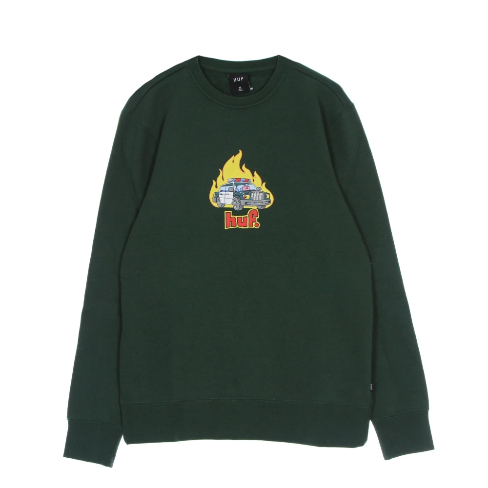 Huf Men's Green Dark Crewneck Sweatshirt Long Sleeves - Sweatshirts - Xl - Sweatshirts & Hoodies