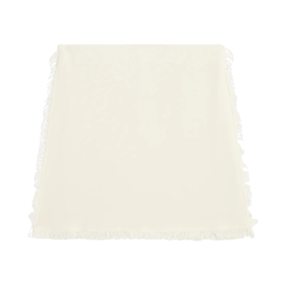 Semicouture Mini wollen rok met franje Beige Dames