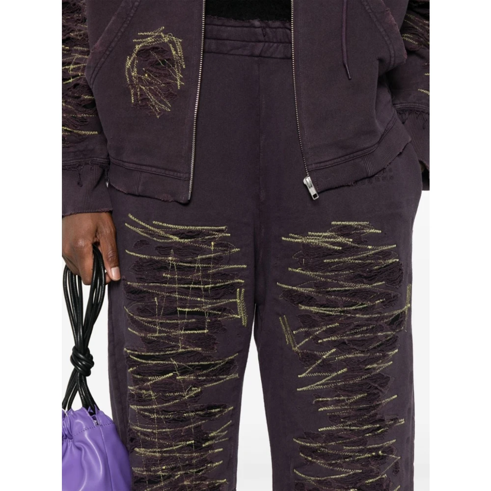 MM6 Maison Margiela Paarse Katoenen Wijde Pijp Broek Purple Dames