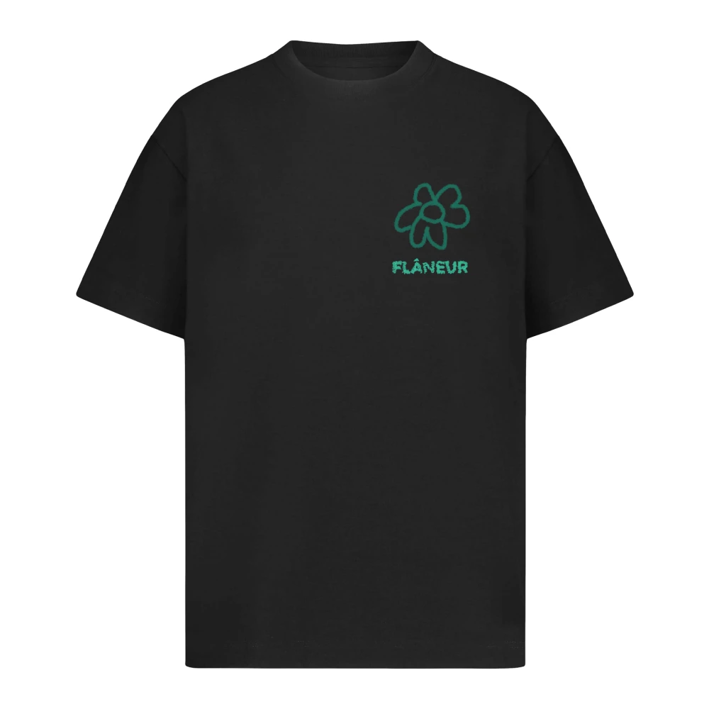 Flâneur Bloemen T-shirt Zwart Black Heren