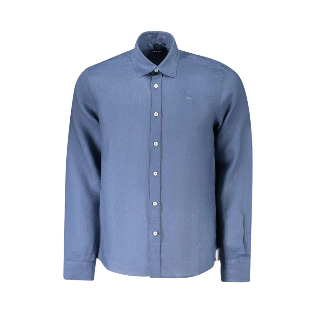 North Sails Men's Blue Casual Shirts,, Linen Shirt With Italian Collar 2XL