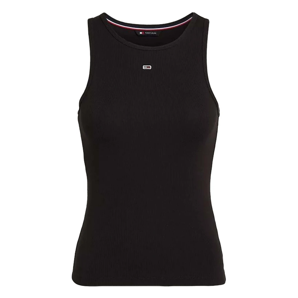 Tommy Hilfiger Essential Rib Tank Top Black Dames