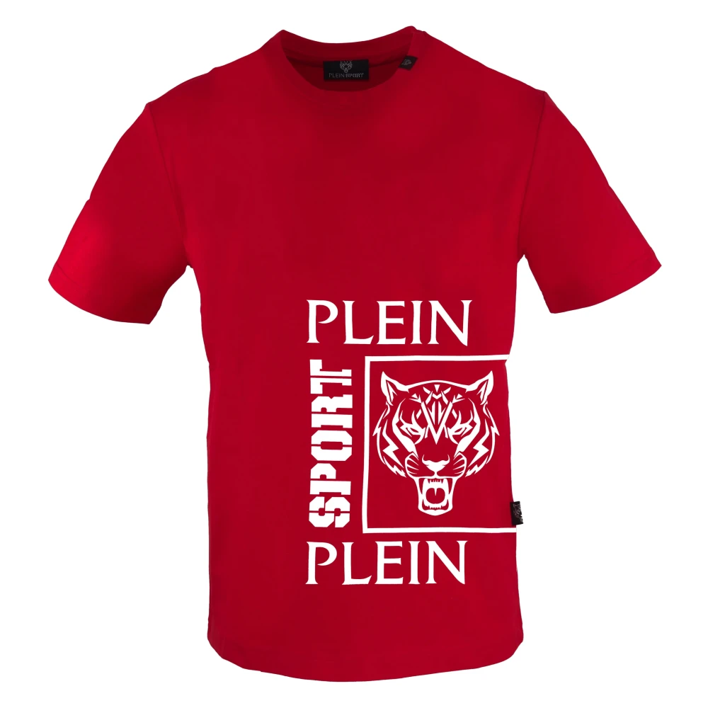 Plein Sport Korte Mouw Katoenen T-shirt Monochroom Logo Red Heren