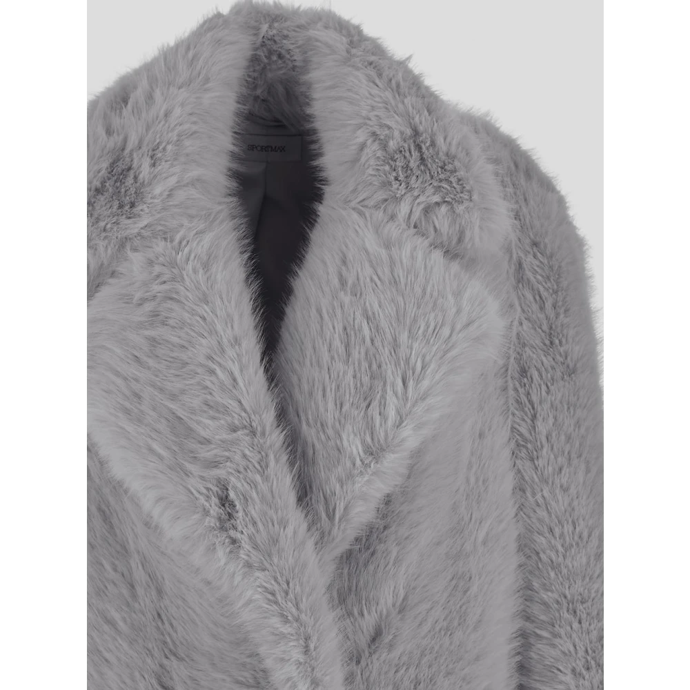 SPORTMAX Faux Fur Damesjas Gray Dames