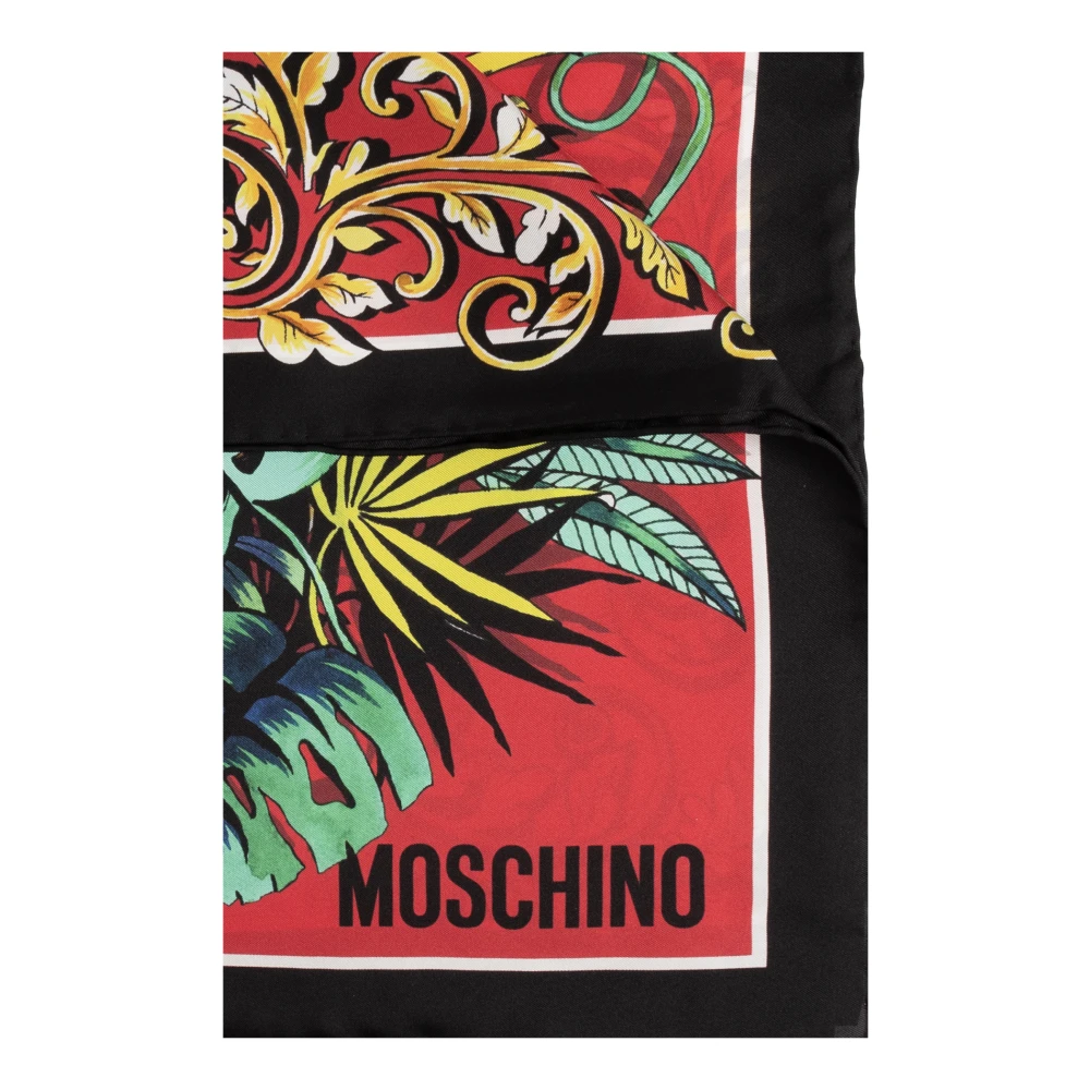 Moschino Bedrukte zijden sjaal Red Unisex