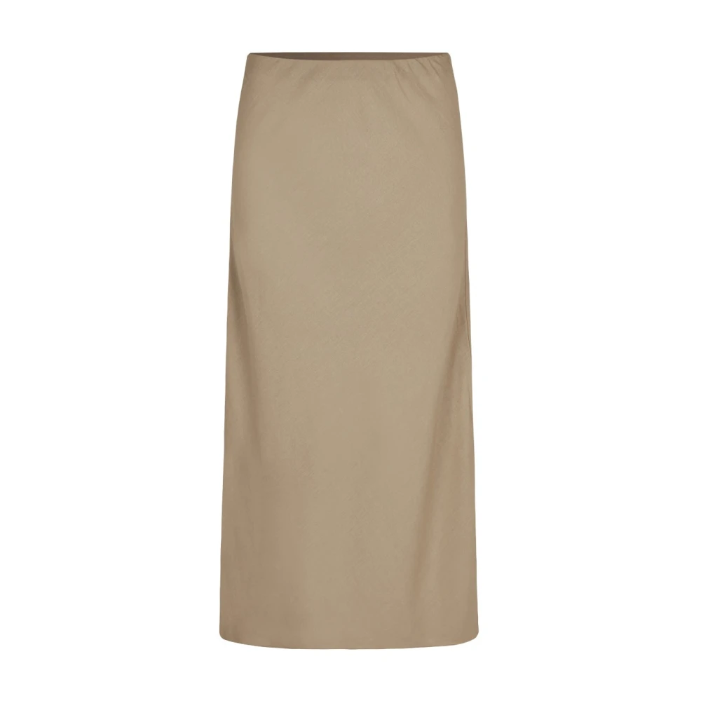 Modström Linen Midi Rok Darrel Beige Dames