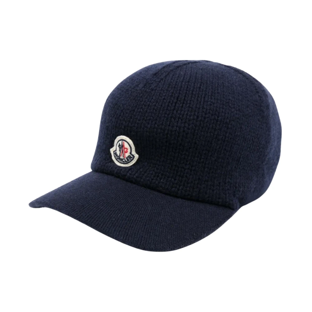 Moncler Knitted Baseball Cap - Female - Hats & Caps - Blue - S - Accessories