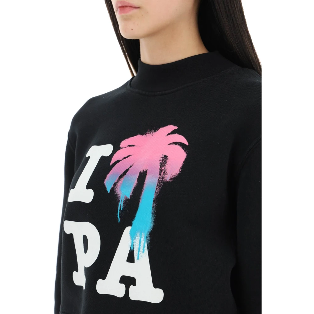 Palm Angels I Love PA Organisch Katoenen Sweatshirt Black Dames