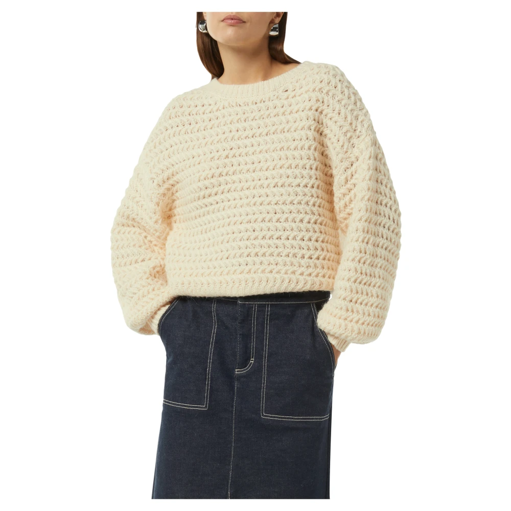 comma Gebreide trui met verlaagde schouders Beige Dames