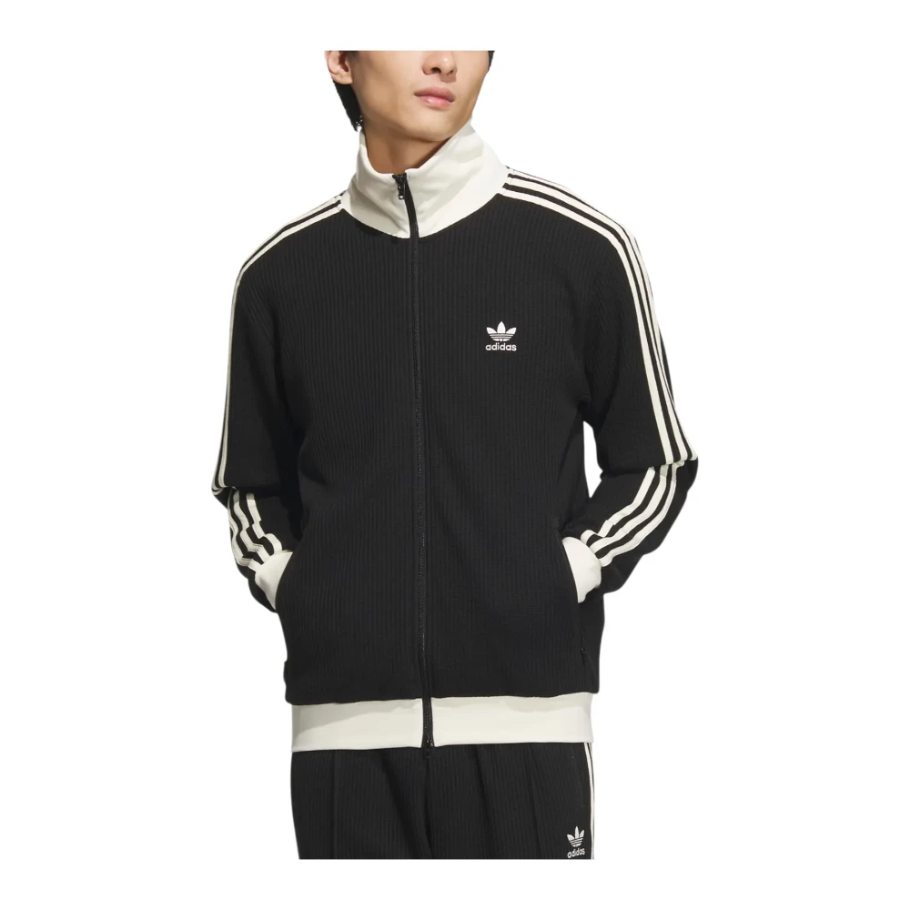 Adidas Unisex Black Adicolor Classic Waffle Beckenbauer Track Top - Training Jackets - Xs - Sport