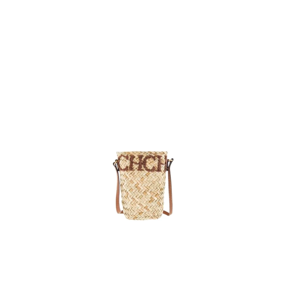 Carolina Herrera Mini Capazo Letters Bruine Tas Beige Dames