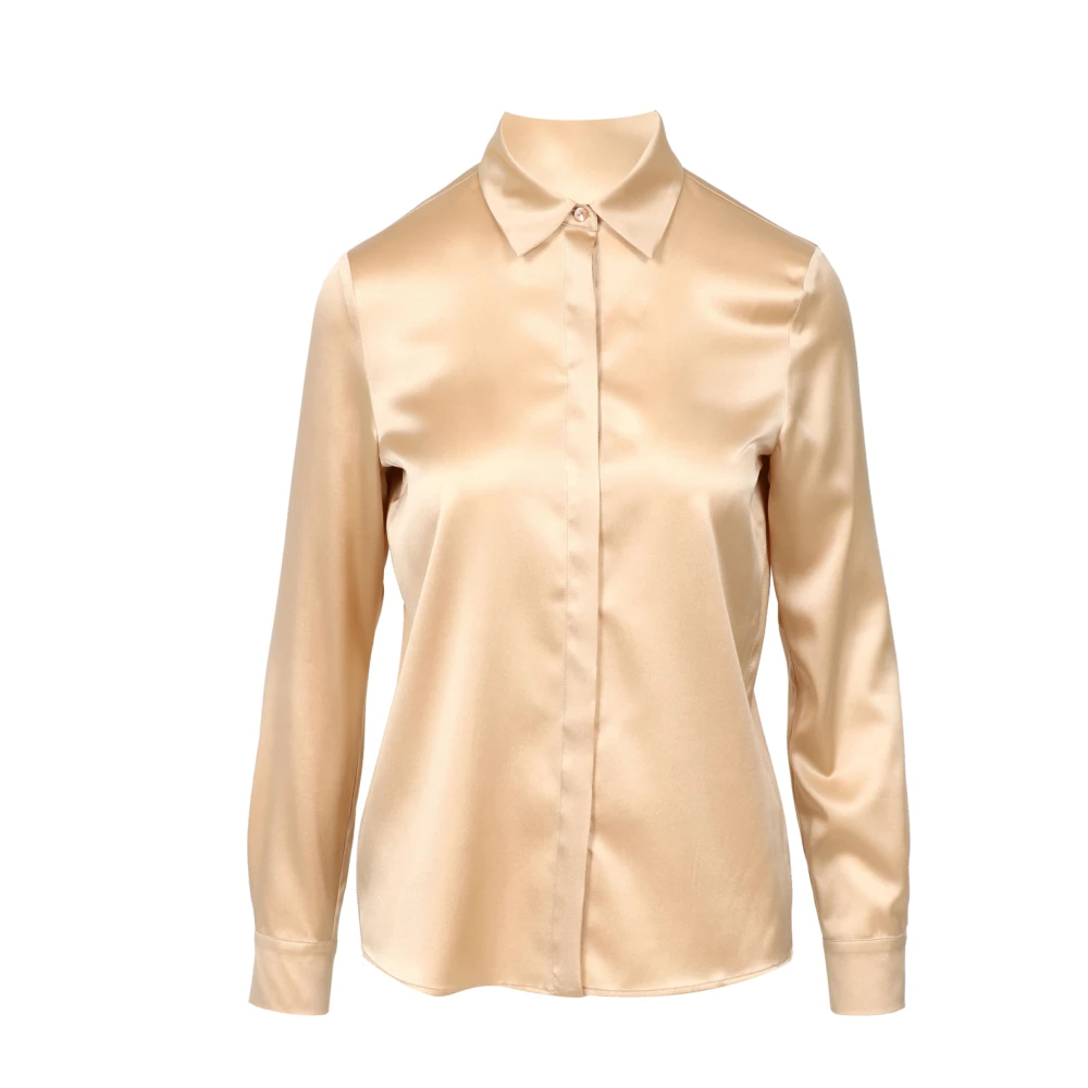 Pennyblack Zijden Satijnen Bruine Blouse Stretch Kraag Brown Dames