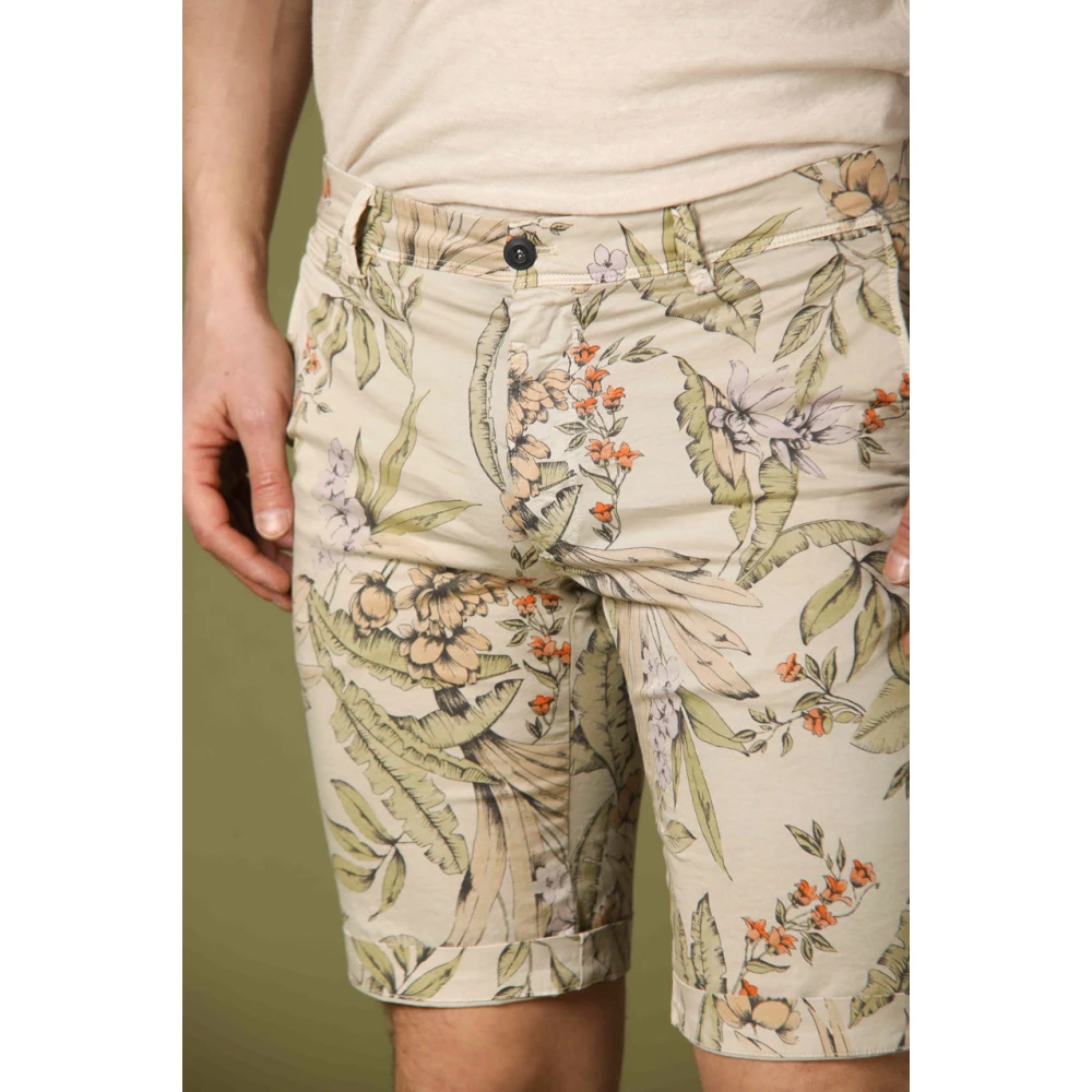 Mason's Slim Fit Bloemen Bermuda Shorts Beige Heren