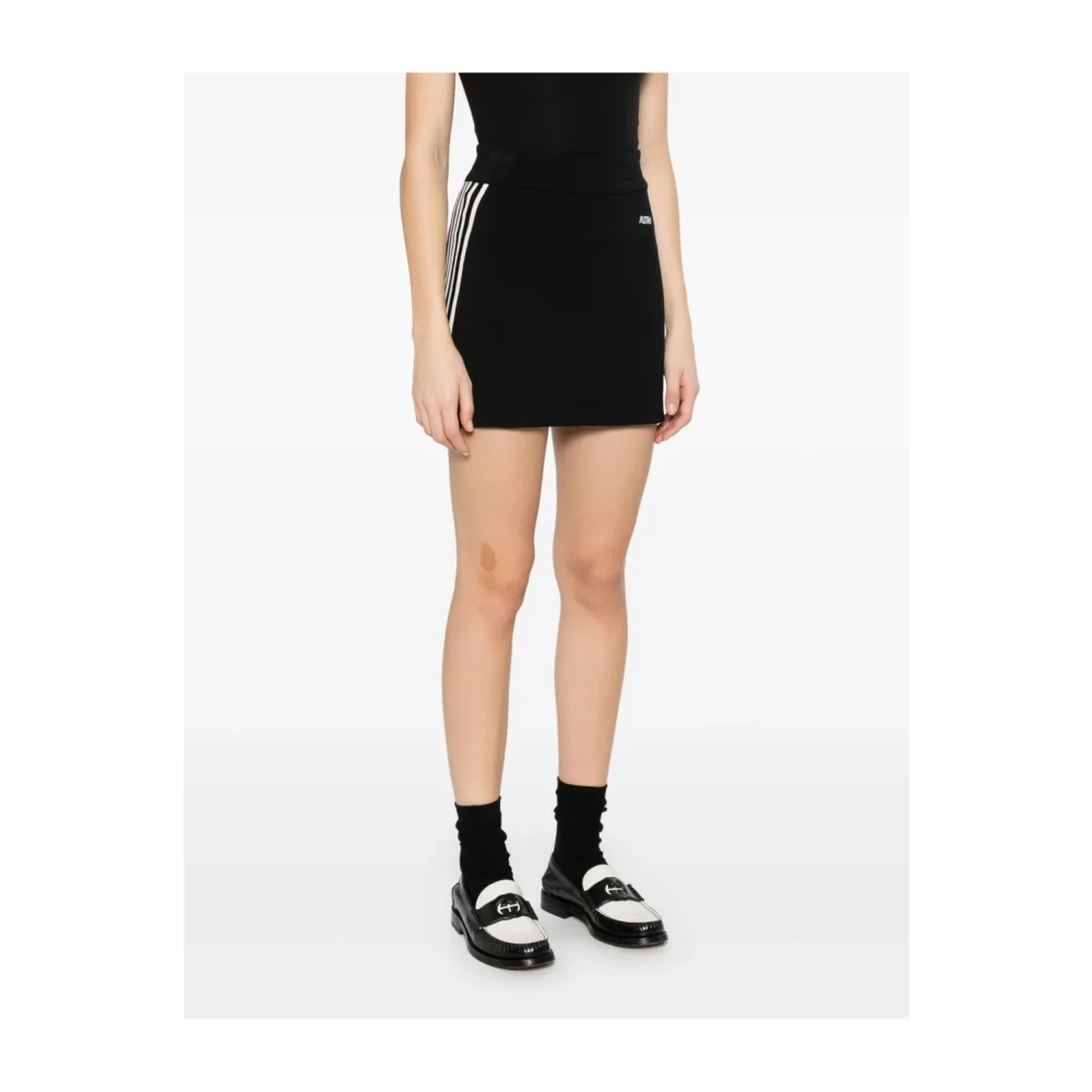 Autry Zwarte technische stoffen rok met logo Black Dames
