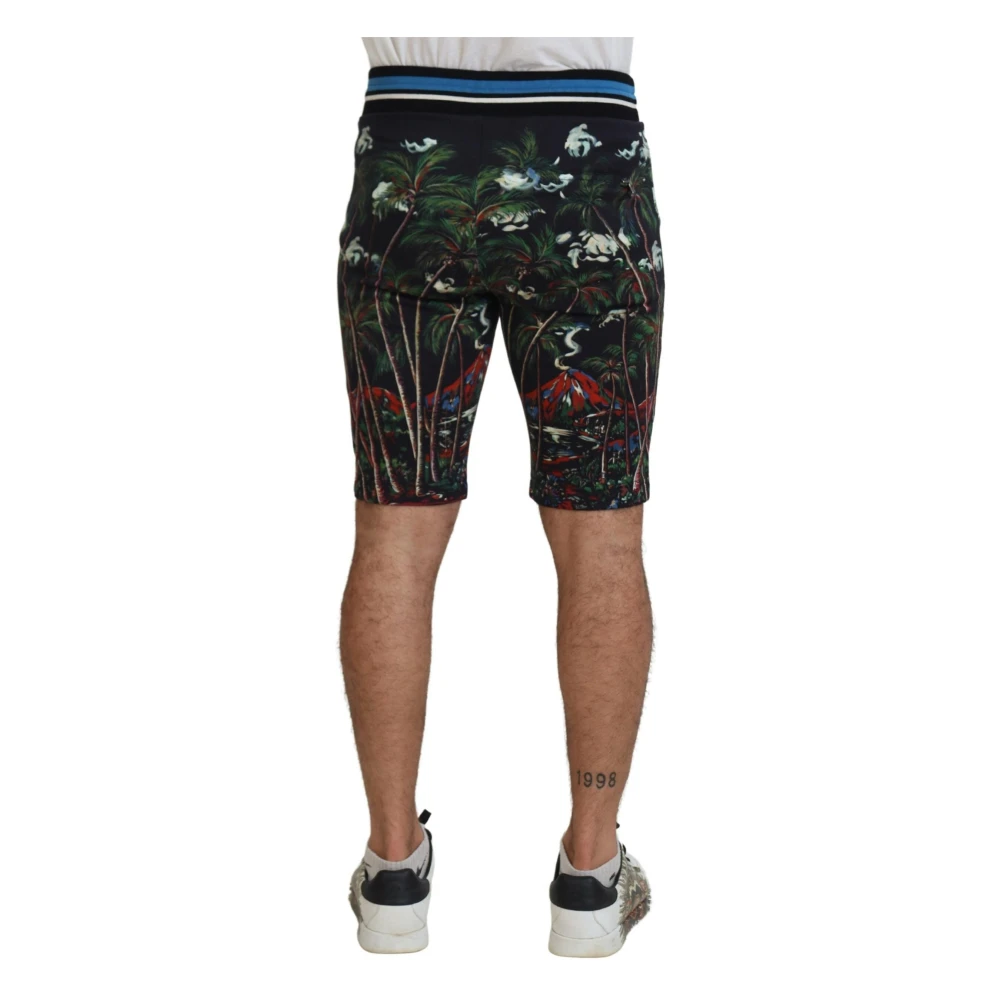 Dolce & Gabbana Zwarte Shorts met Vulkaanprint Black Heren