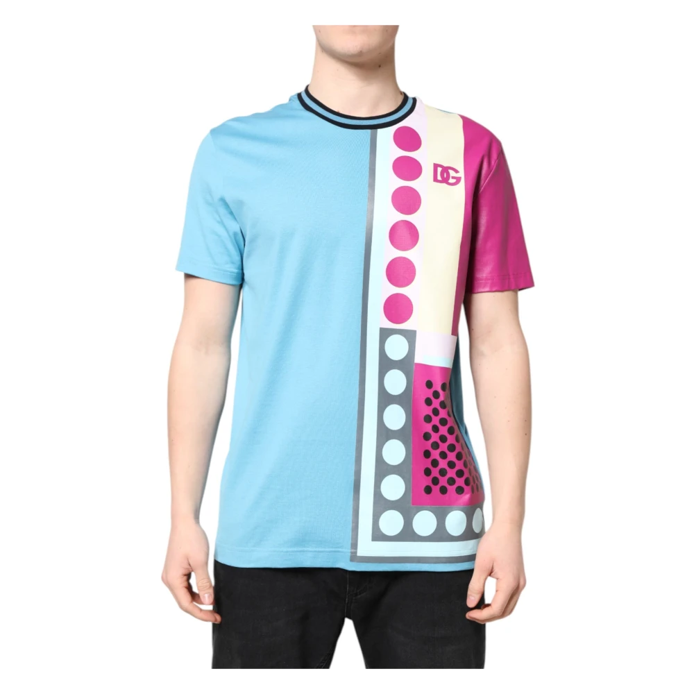 Dolce & Gabbana Uomo Multicolor T-Shirt A Manica Corta Con Stampa Logo E