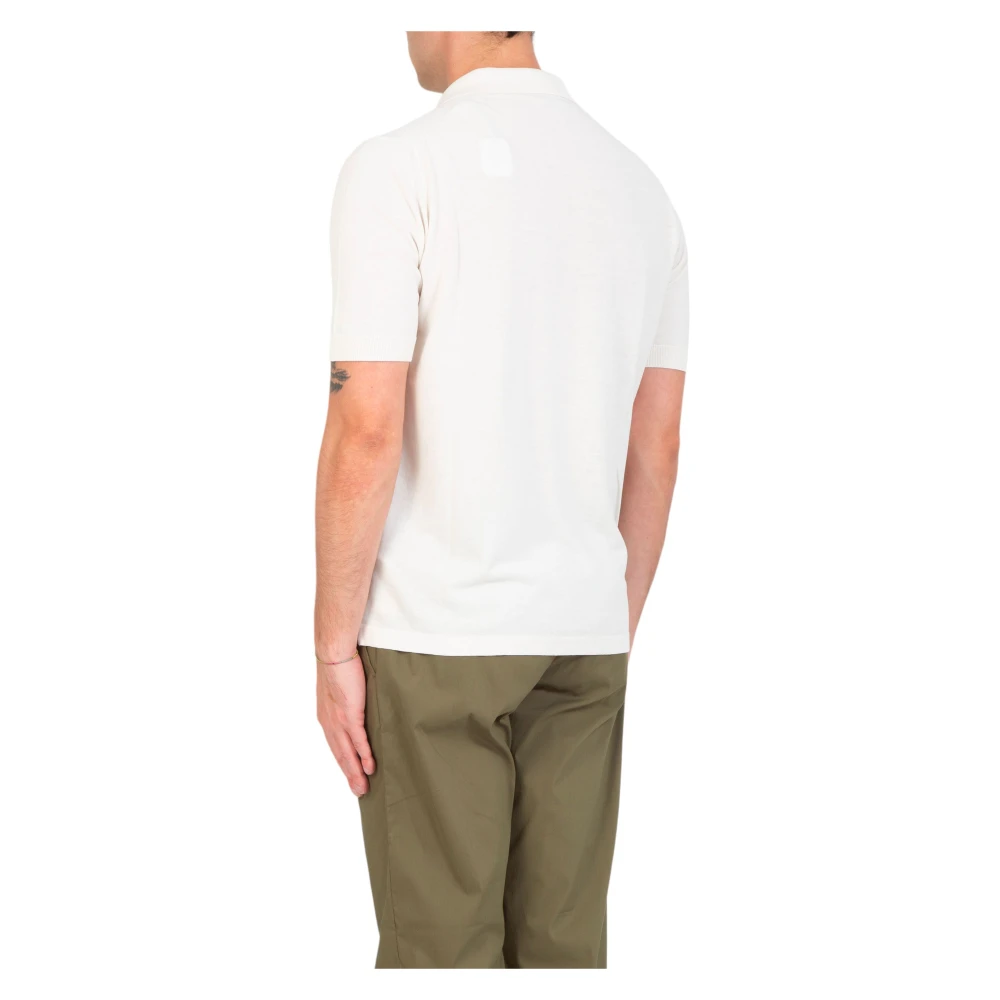 Eleventy Beige Crepe Cotton Polo Shirt White Heren