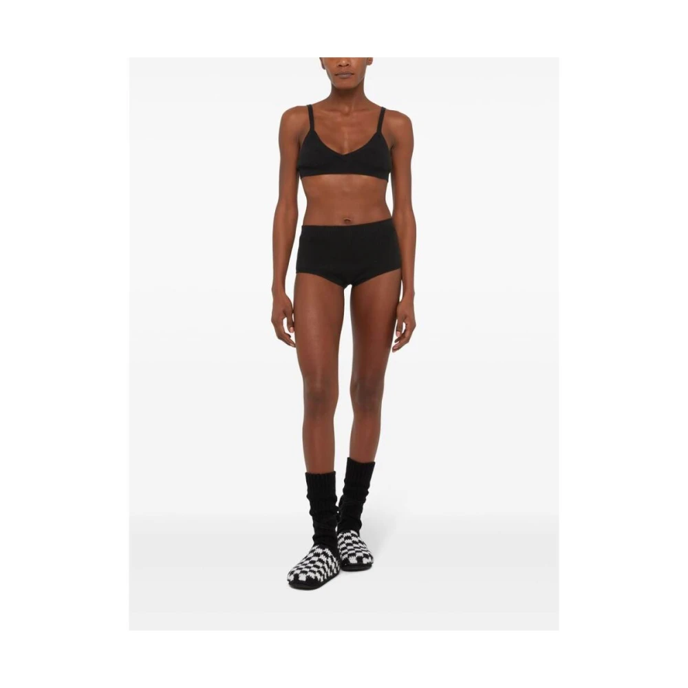 Alanui Zwarte Geribbelde Gebreide Hoge Taille Broek Black Dames