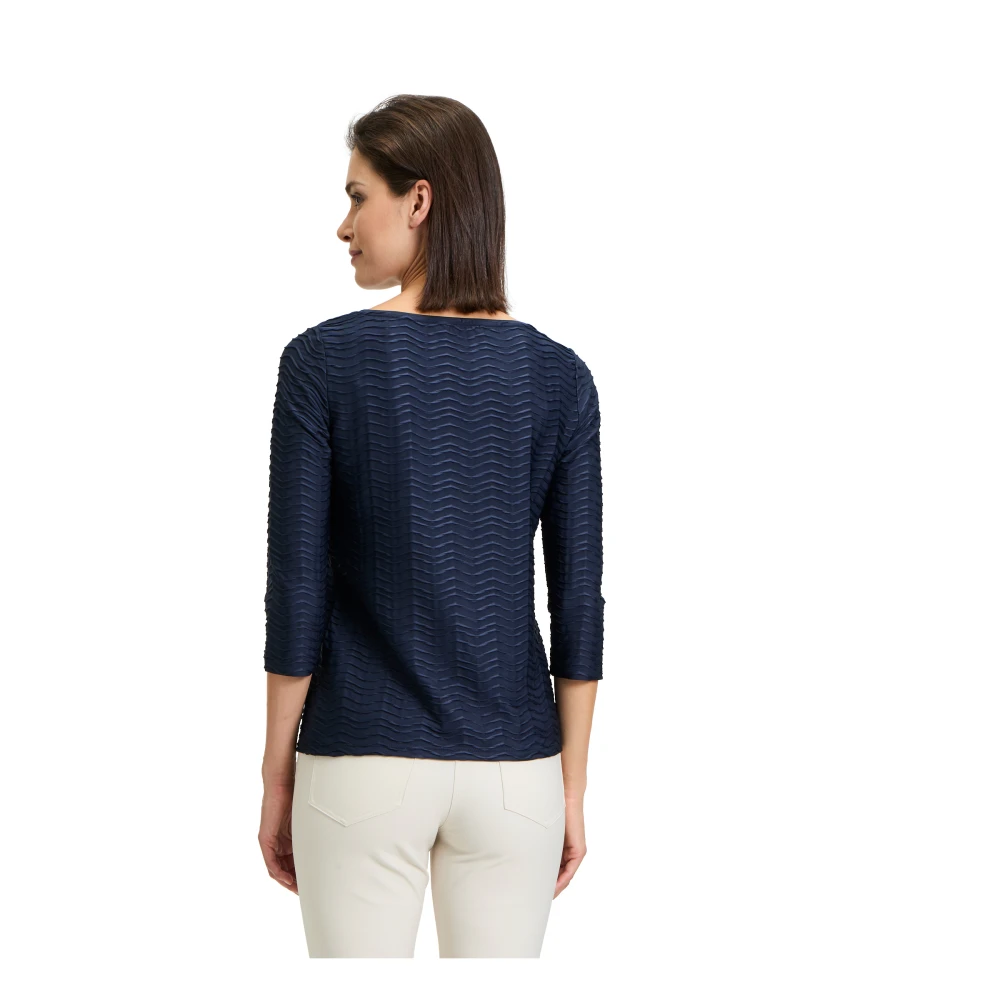 Betty Barclay Gestreepte Glitter Bootneck Top Blue Dames