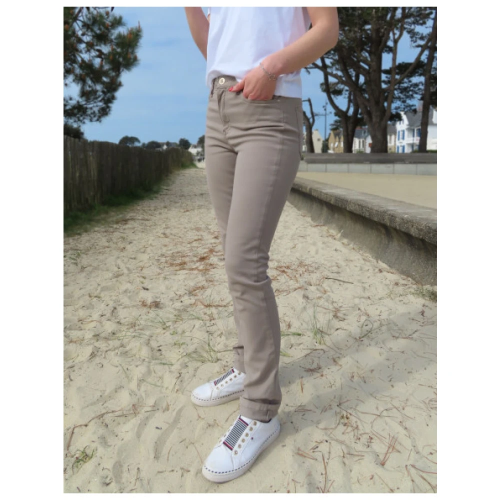 Islow Malo Slim Katoenen Broek Beige Dames