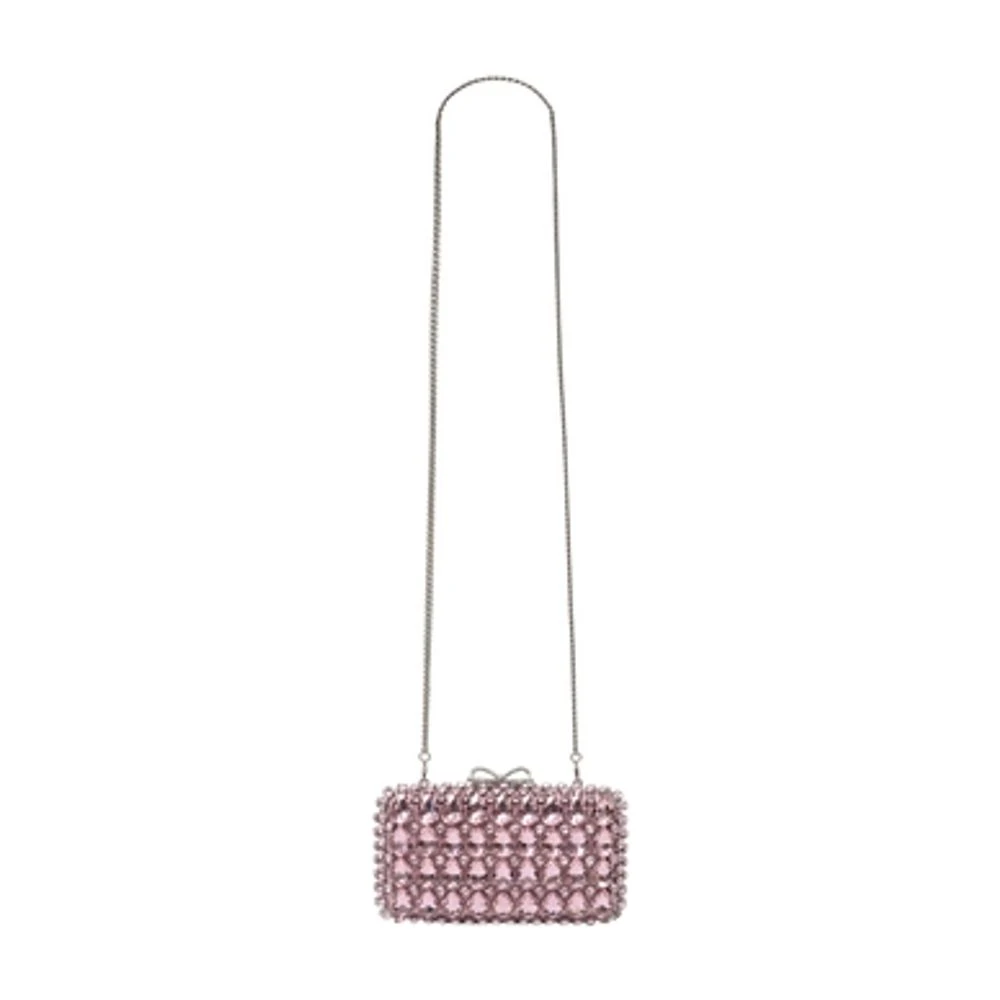 Self Portrait Women's Pink Clutches, One Size, Crystal Clutch