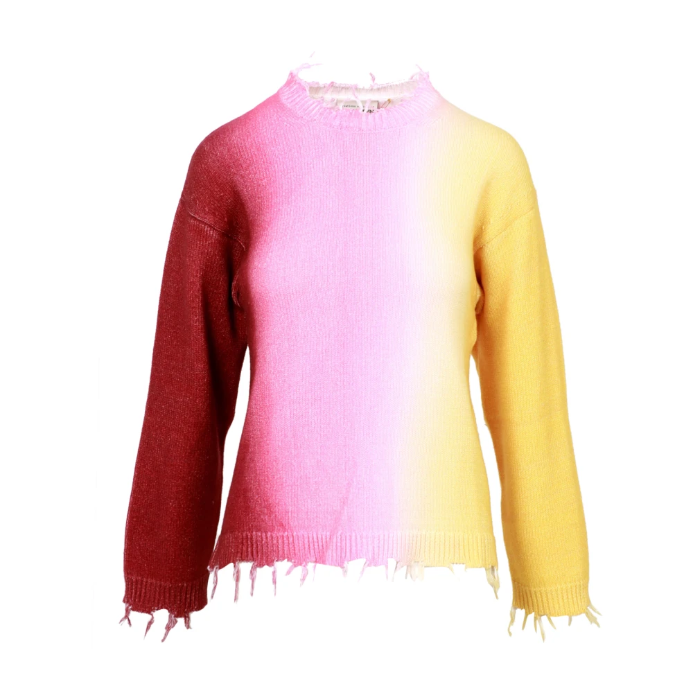 Semicouture Katoenen Crew Neck Sweater met Franjes Multicolor Dames