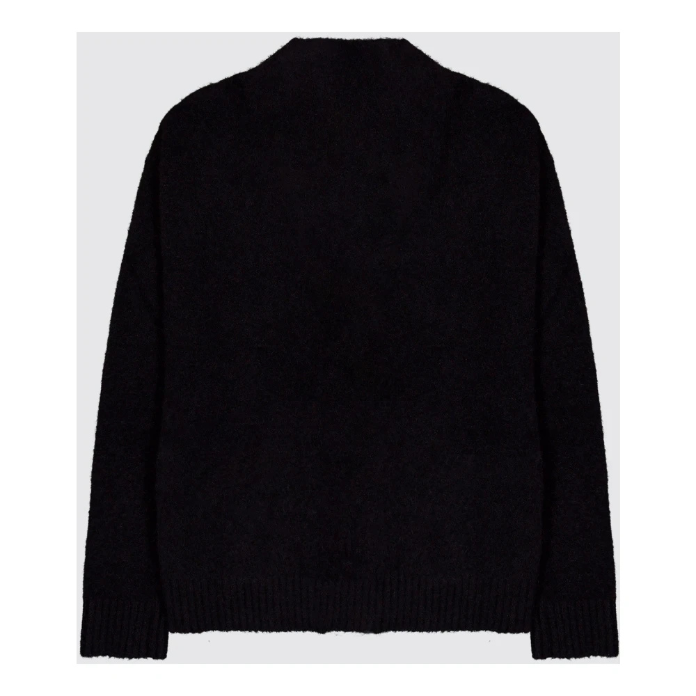 Laneus Comfortabele Cardigan met Drop Schouder Black Heren
