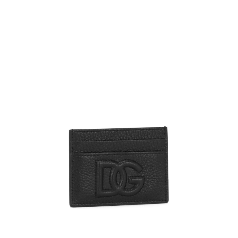 Dolce & Gabbana Gestructureerde Zwarte Leren Kaarthouder Black Heren