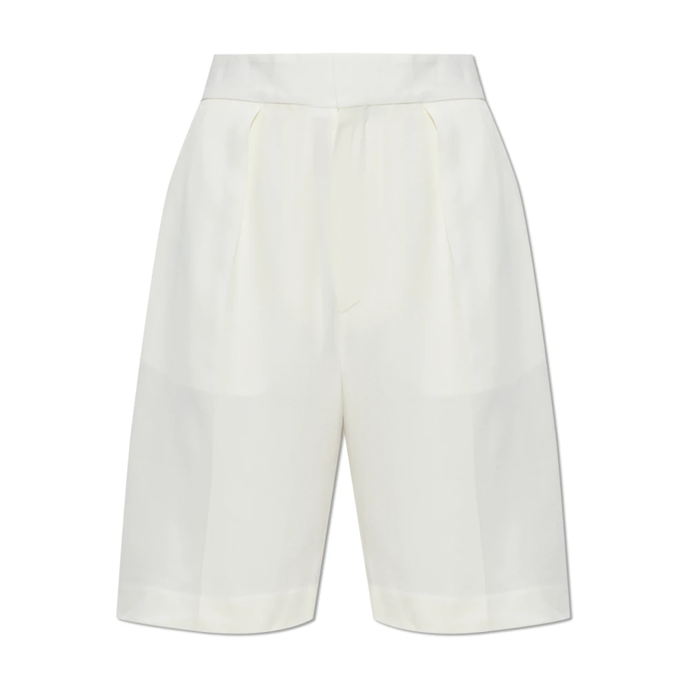 Victoria Beckham Women's Beige Pleated Shorts