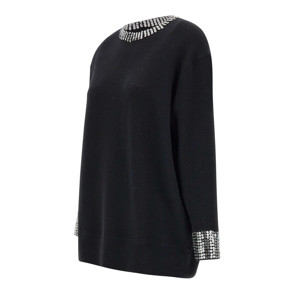 Kaos Zwarte paillet maxi trui Black Dames
