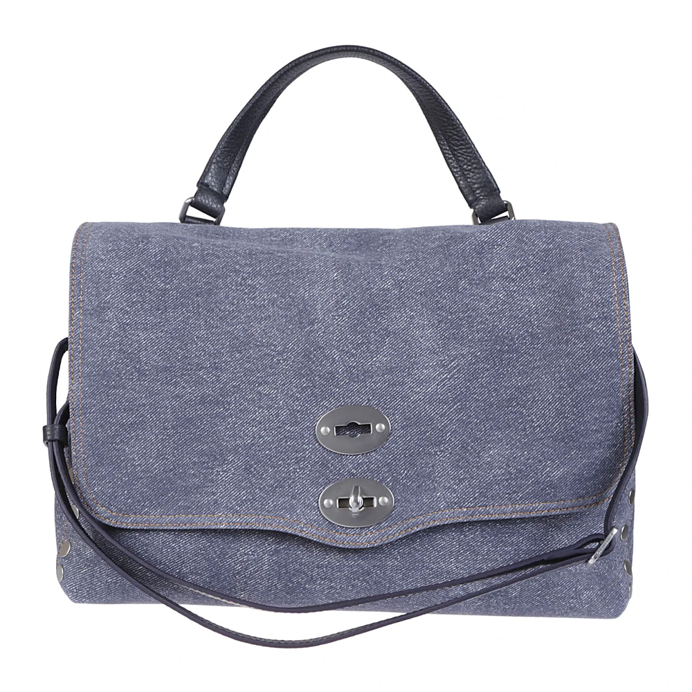 Zanellato Denim Coated Tote Tas met Twist Lock Blue Dames