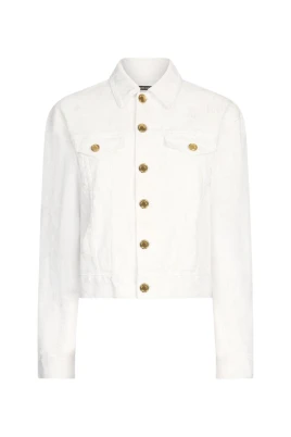 Denimjacka med guldfärgade knappar
