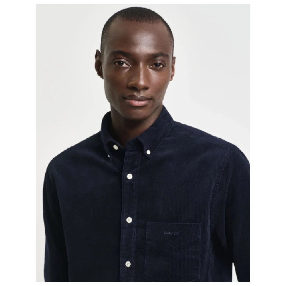 Gant Fluweel Katoen Regular Overhemd Blue Heren