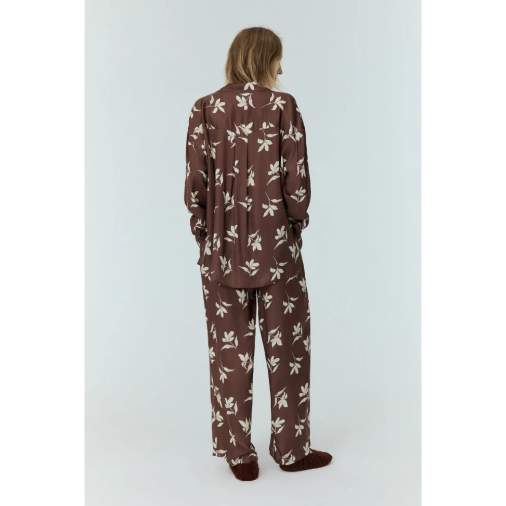 The New Society Petal Bloom Wide-Legged Pants Brown Dames