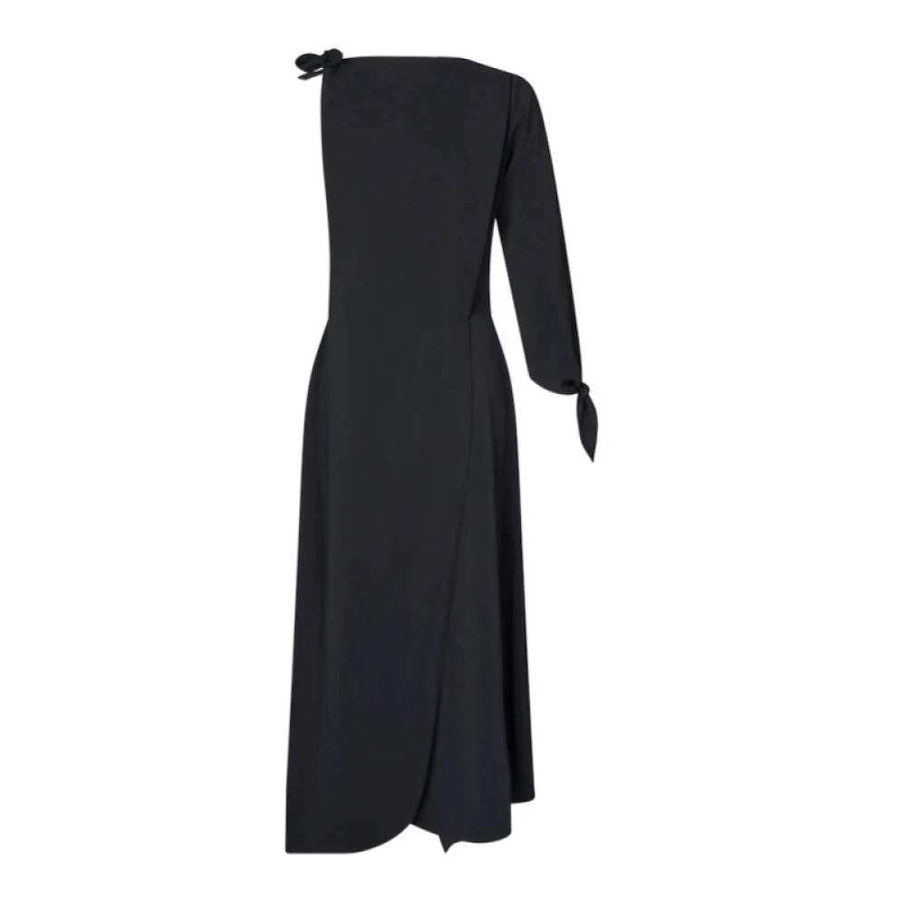 Samsøe Asymmetrische Lange Jurk met Overslagrok Black Dames