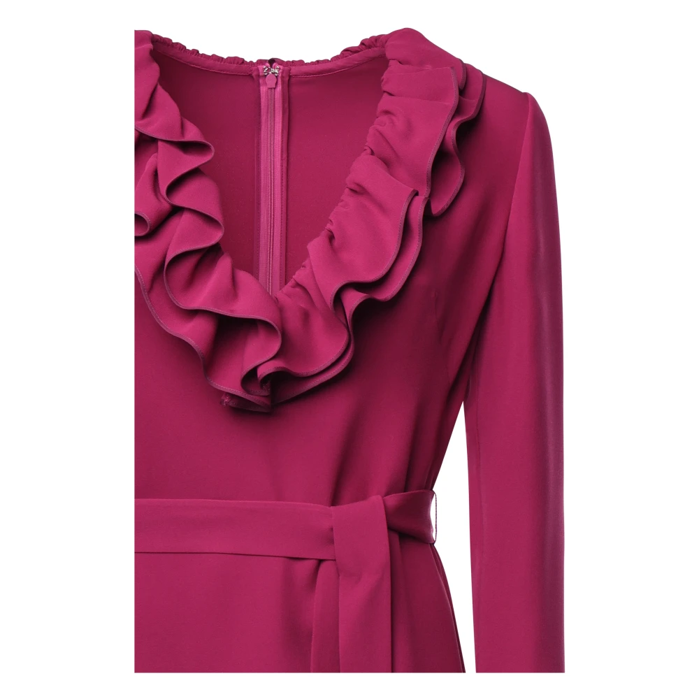 Valentino Garavani Magenta Ruche Detail Zijden Jurk Pink Dames